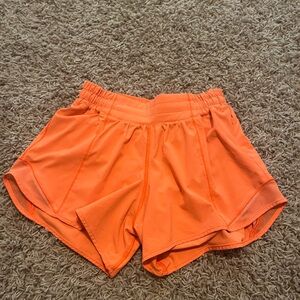 orange lululemon shorts